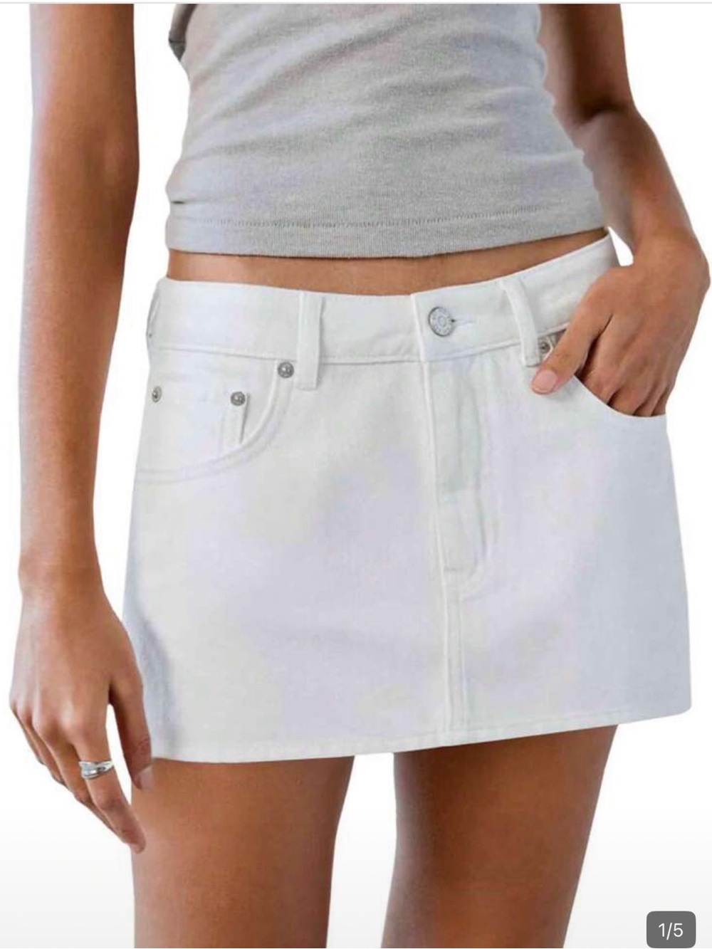 White Denim Mini Skirt